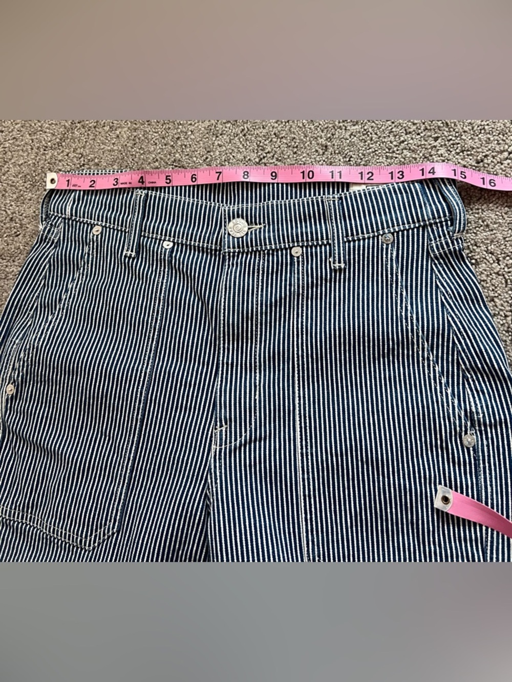 AYR High-Rise Wide-Leg Pinstripe Jeans — Navy and White - Picture 7 of 7